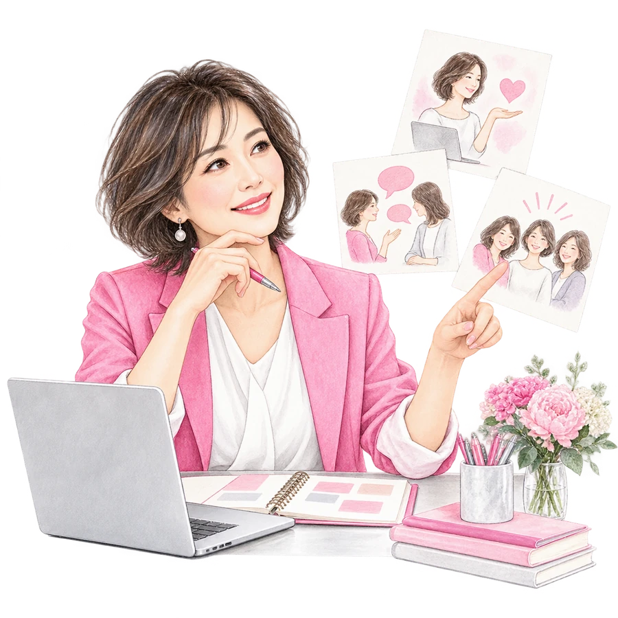 パソコンを前に学びを深める女性のイラスト