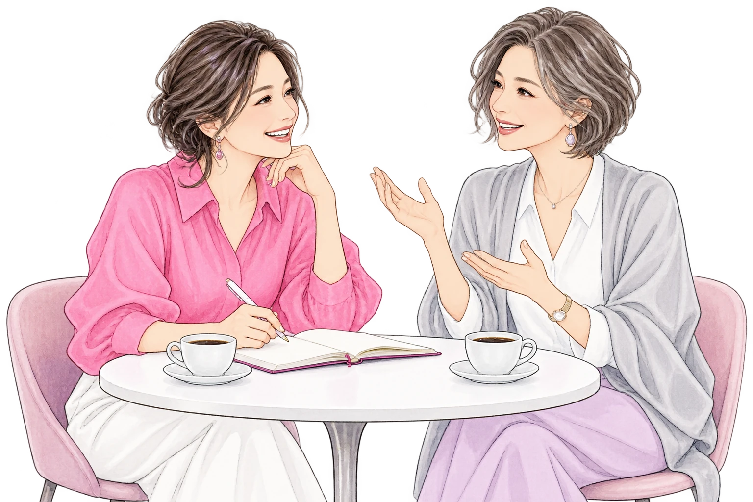対話を通じて悩みや望む未来を話す女性たちのイラスト